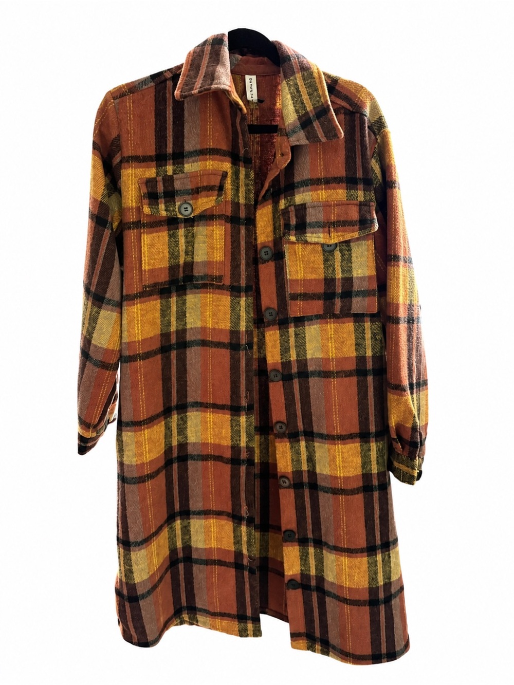 Plaid Shacket Jacket in Rust and Mustard - Grace & Karma